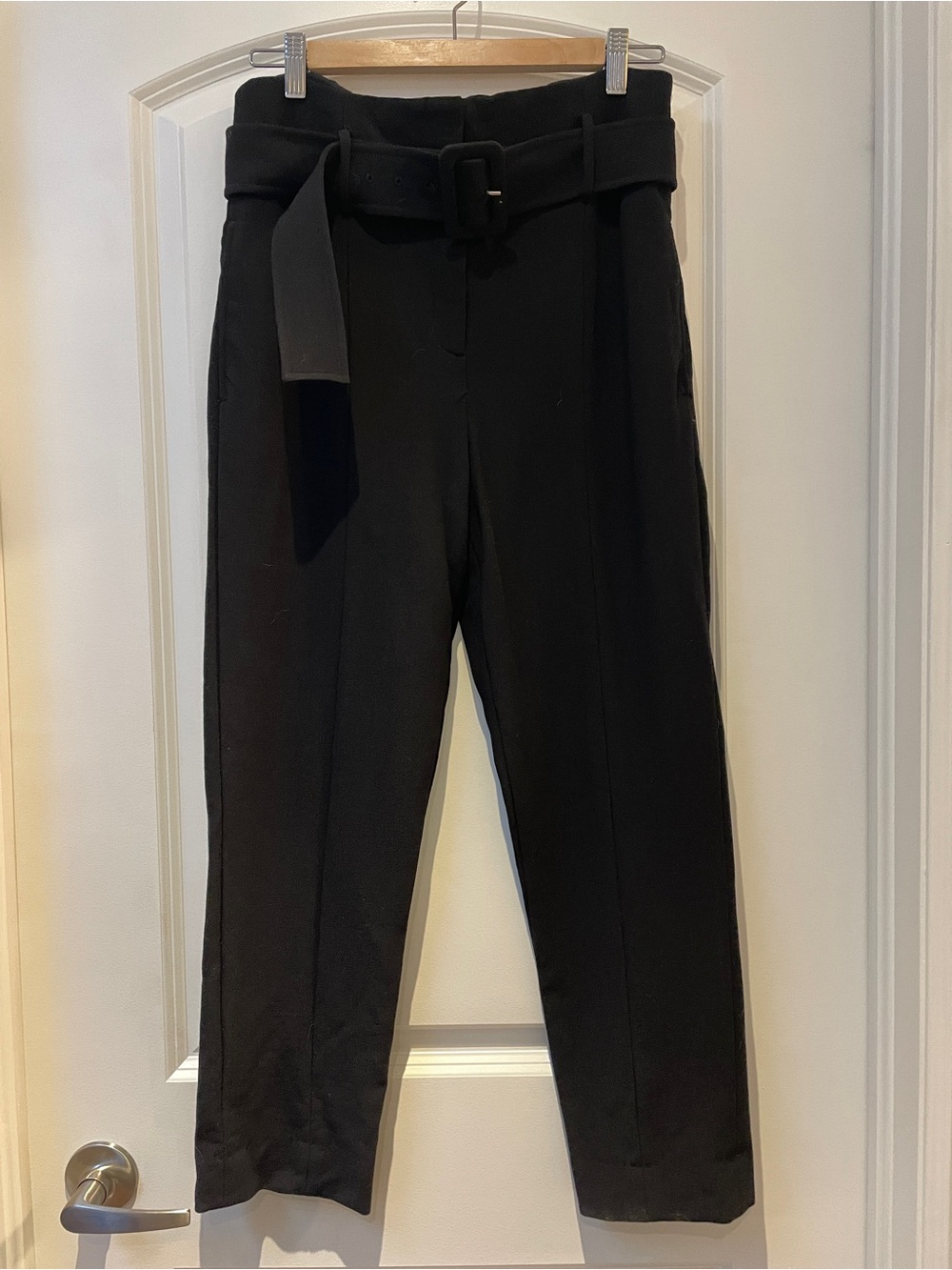 Theory Black Belted High-Rise Cropped Pants Size 10